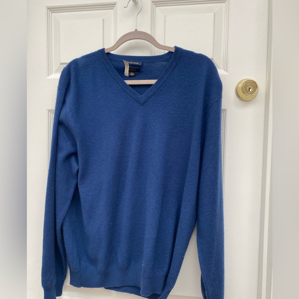 Club Room Deep Blue V-Neck 100% Cashmere Sweater - Size L